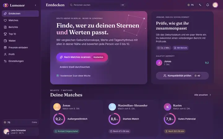 Entdecken in der Lumenor-Web-App im Desktop-Browser