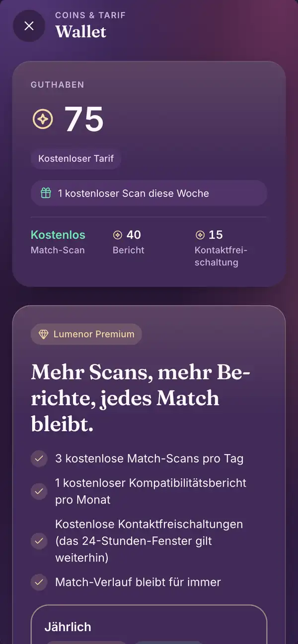 Premium in der Lumenor-App auf dem Smartphone
