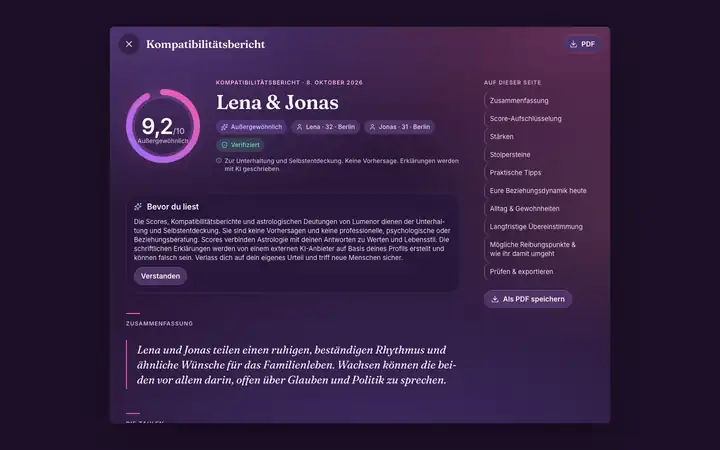 Bericht in der Lumenor-Web-App im Desktop-Browser
