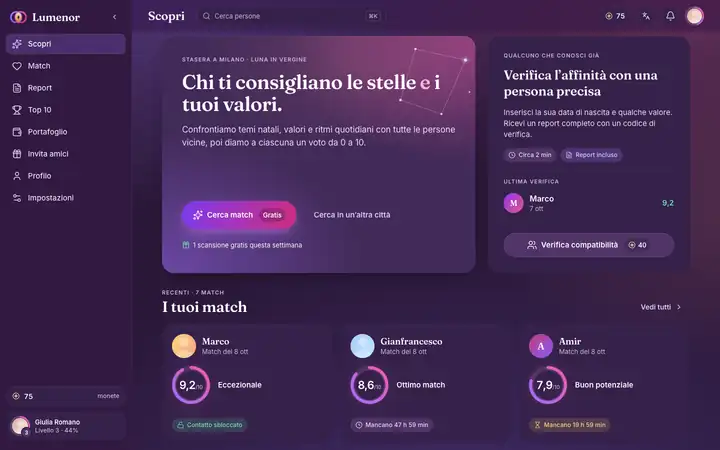 Scopri nella web app di Lumenor su un browser desktop