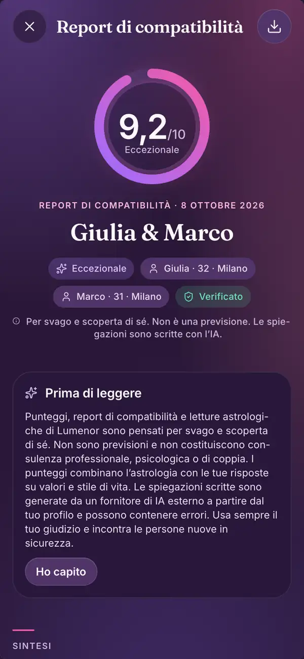 Report nell’app Lumenor per smartphone