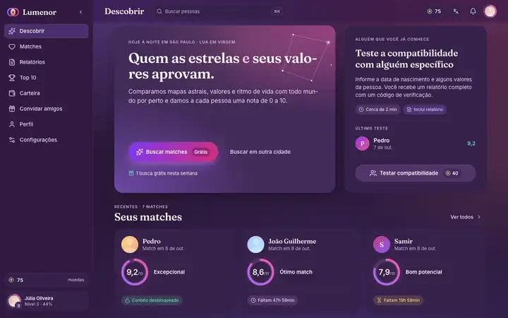 Descobrir no app web do Lumenor em um navegador de computador